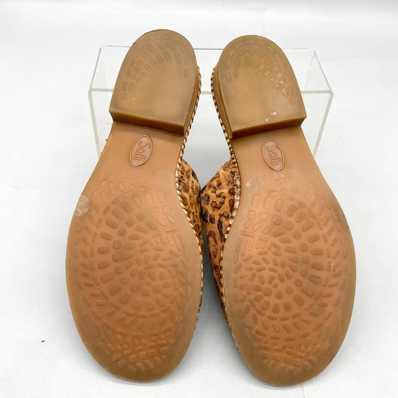 Sofft Womens 10M Slide Sandals Shoes Brown Leopard Print Leather Mules Boho Chic - Picture 12 of 13